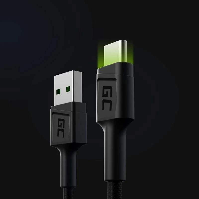 Kabllo USB Green Cell GC Ray KABGC06, 1.2m, me dritë të gjelbër