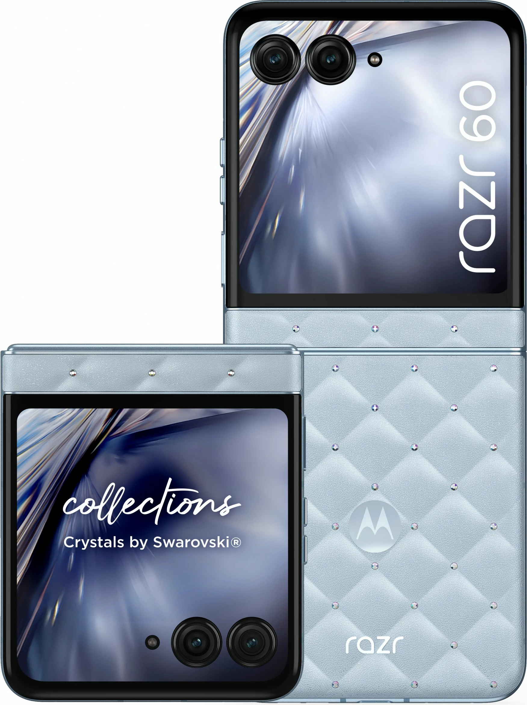Celular Motorola razr60 + kufje Buds Loop, Swarovski Edition, blu