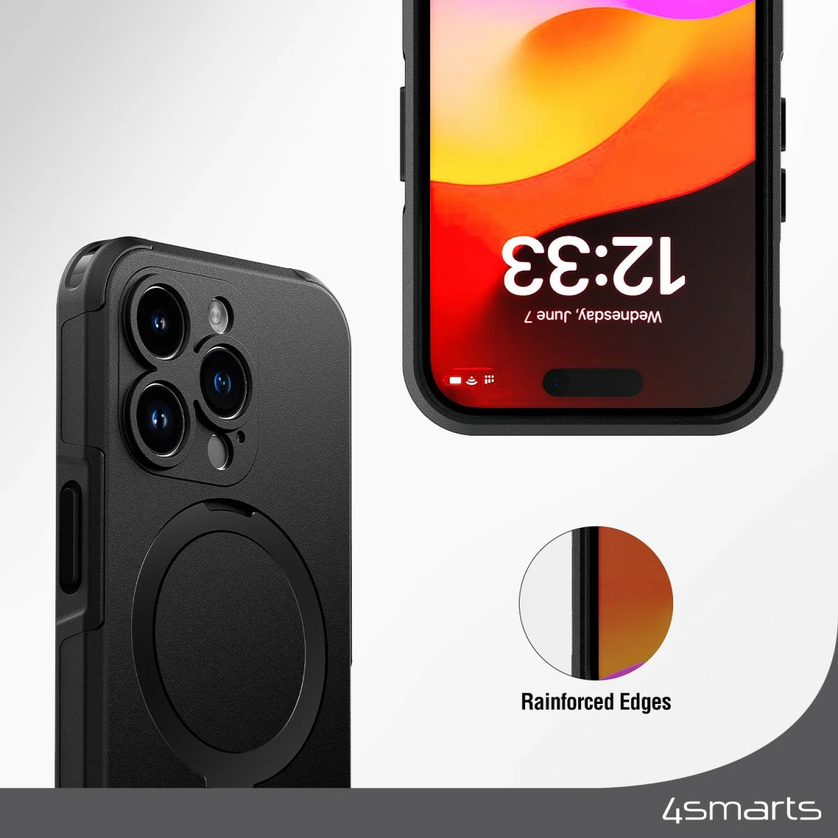 Mbështjellës 4smarts Defend, iPhone 15 Plus, 17 cm (6.7"), i zi