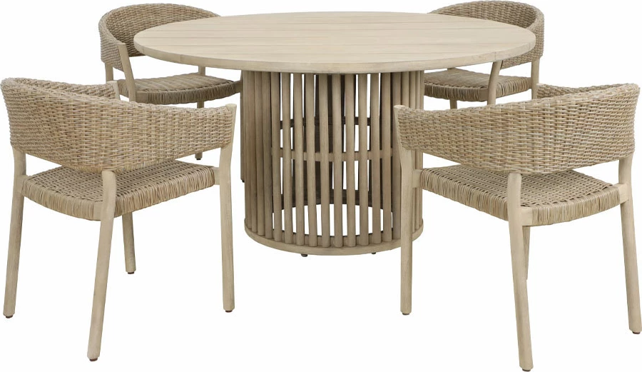 Tavolinë Sumatra, dru akacie, natyrale, 150x150x76cm