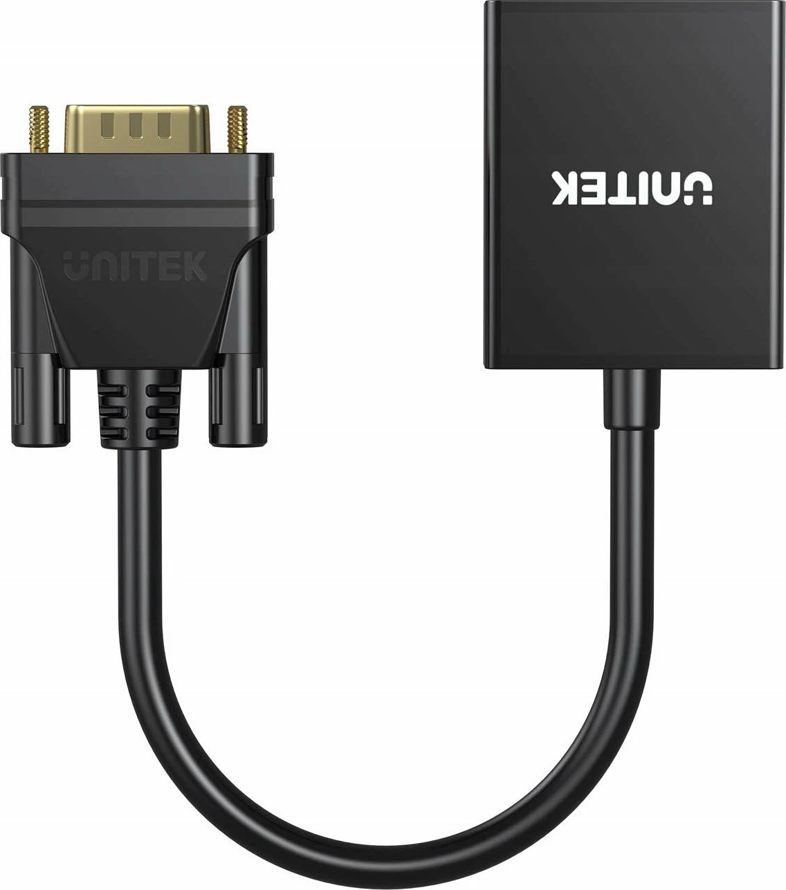 Adapter VGA në HDMI Unitek V1112ABK01 Full HD 1080p 60Hz 15cm me audio 3.5mm, i zi, set me kabllo
