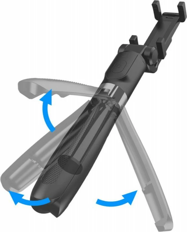 Selfie stick me tripod Tech-Protect L01S, Bluetooth, për smartphone, 70cm, Zi