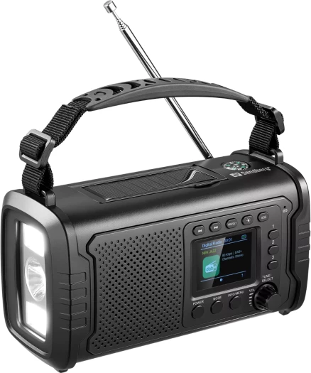 Radio survival SANDBERG Survivor DAB Radio All-in-1 20000, 20000mAh, DAB+/FM, Bluetooth, USB-C/USB-A, solar + dinamo, IP53, e zezë