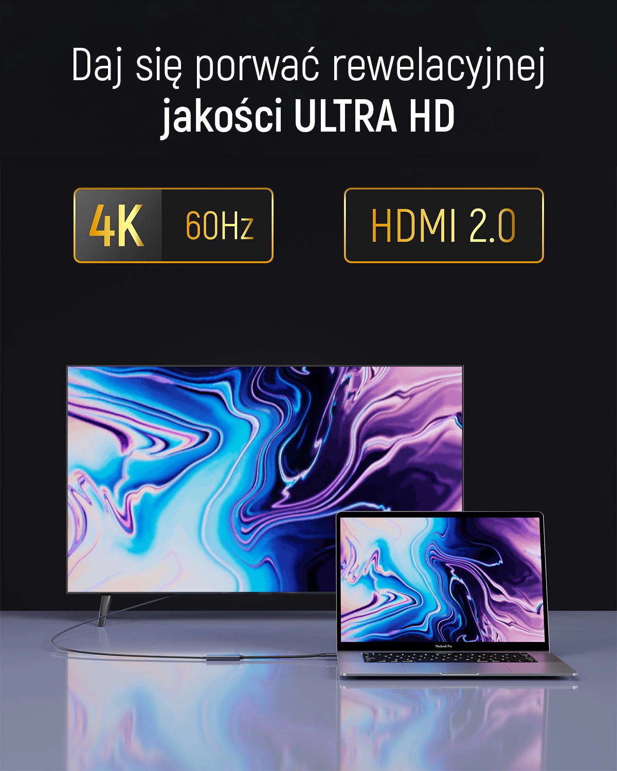 Adapter USB-C në HDMI 4K 60Hz, Wozinsky WACH-01, i zi