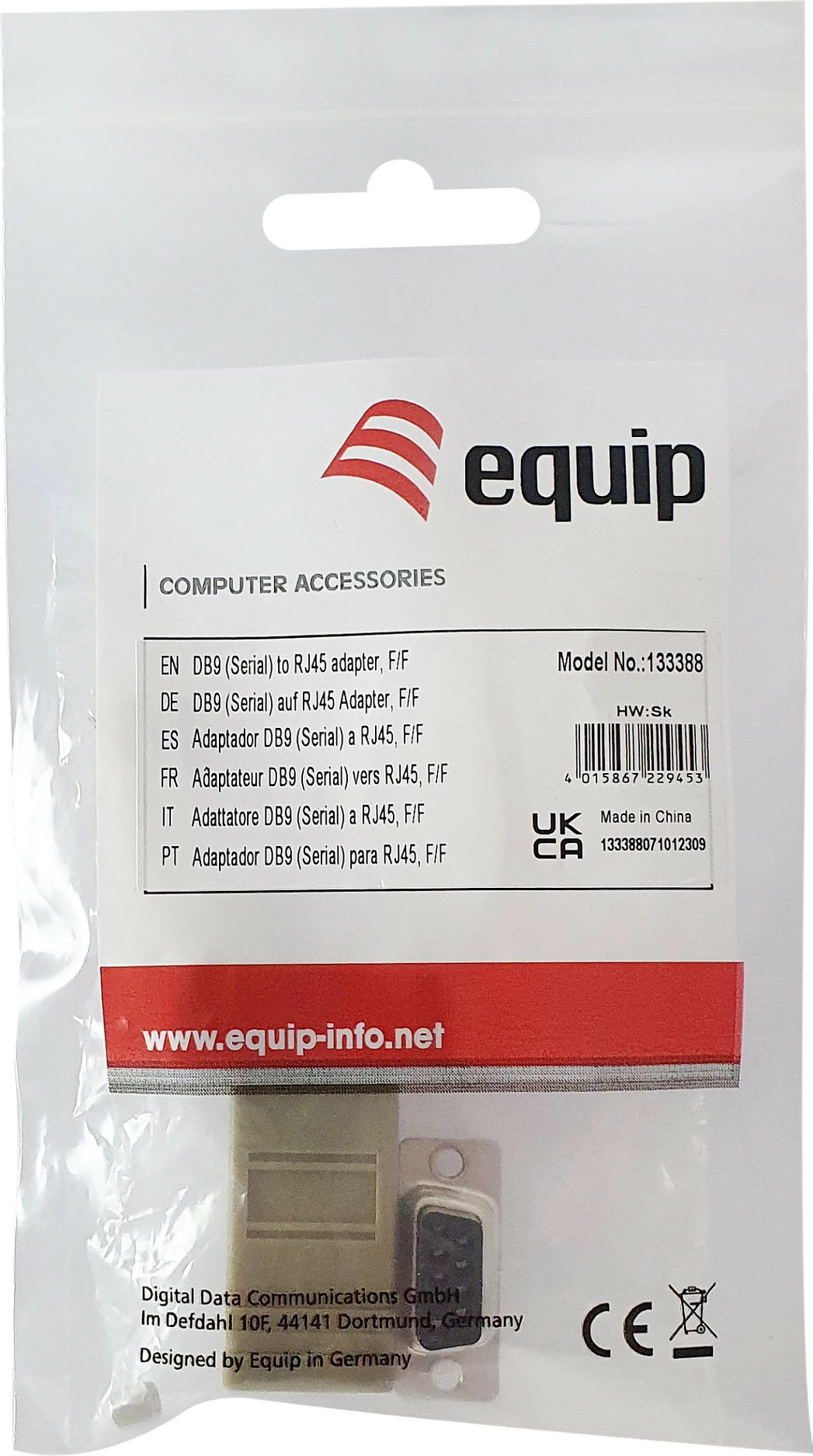 Adapter serial DB9 në RJ45 EQUIP 133388, femër, gri
