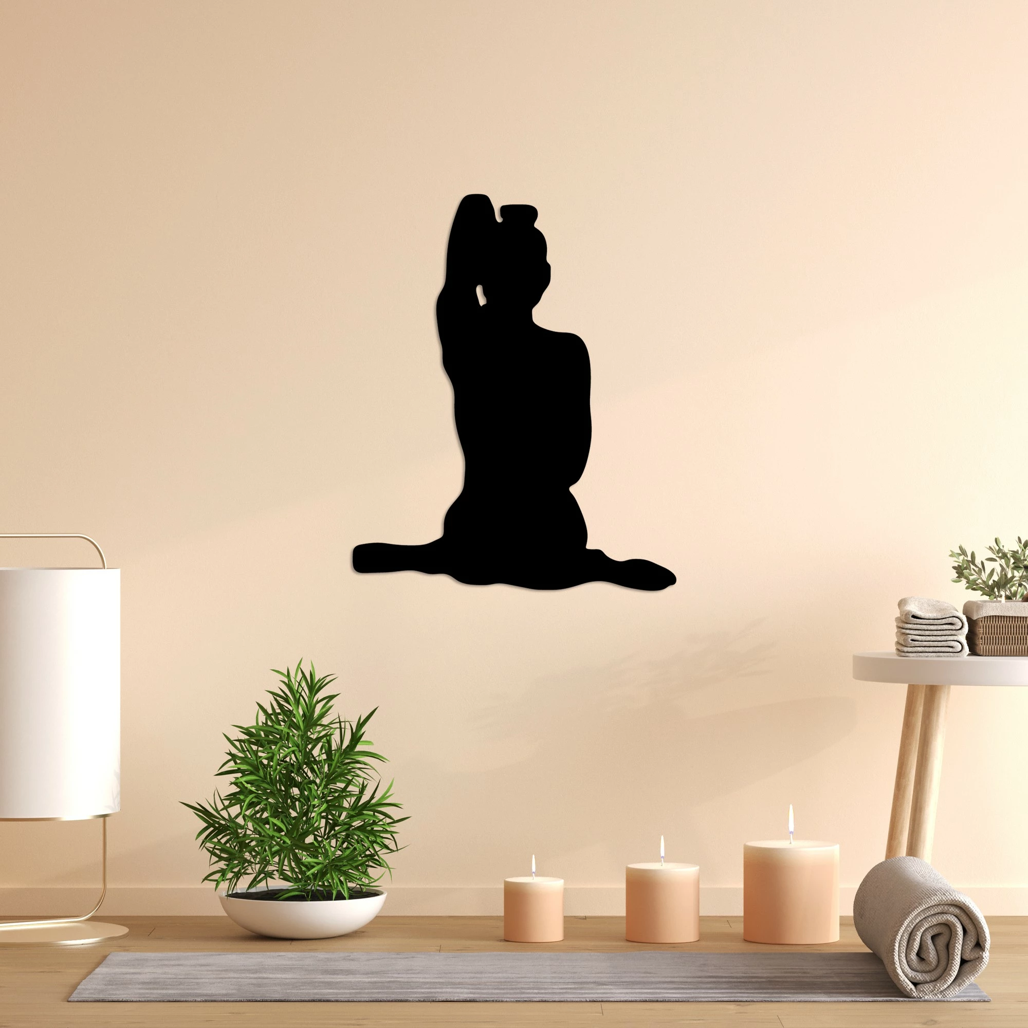 Aksesor dekorativ metalik për mur, Yoga 9, ngjyrë e zezë, 45x55cm