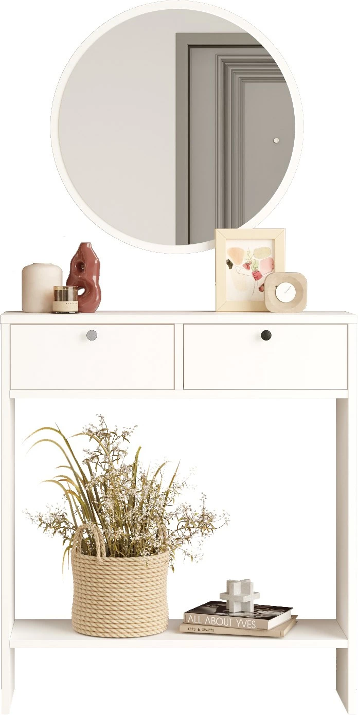 Komodë me pasqyrë, ngjyrë e bardhë, Hanah Home, Lr1-W