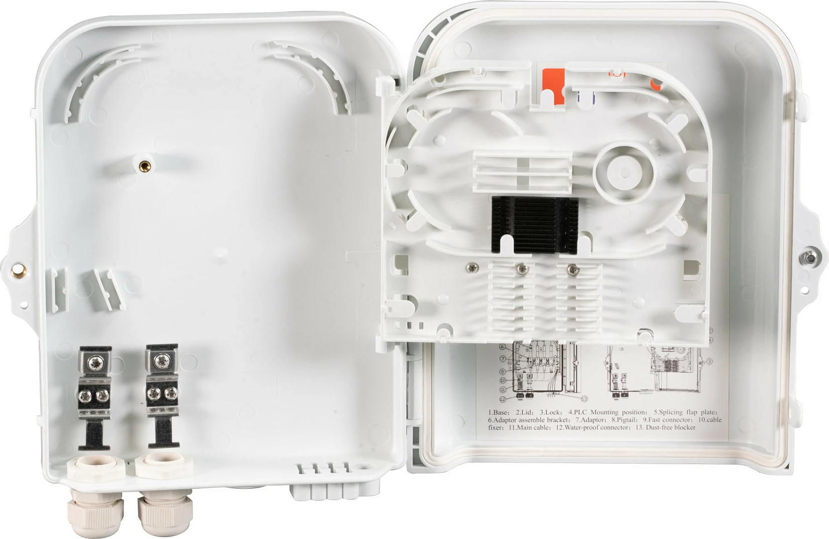Kuti lidhëse FTTH EFB Elektronik FTTH-BOX-OUT-2, IP65, për 8 lidhje, e bardhë