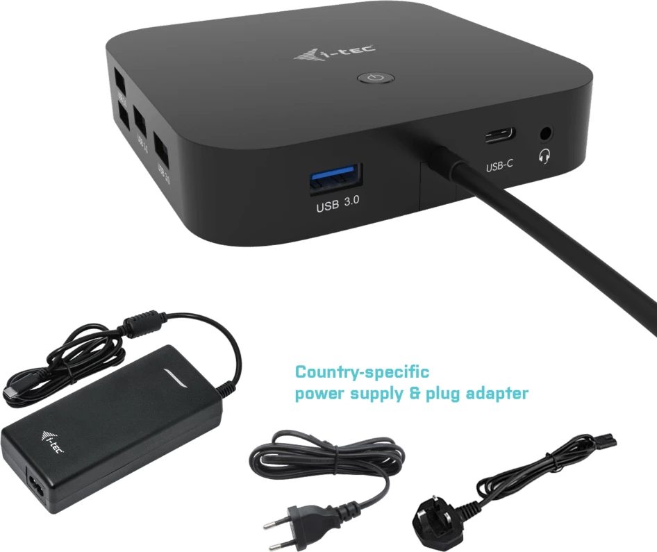 i-Tec USB-C Dual Display Docking Station with Power Delivery - docking station - USB-C / Thunderbolt 3 - 2 x DP - GigE