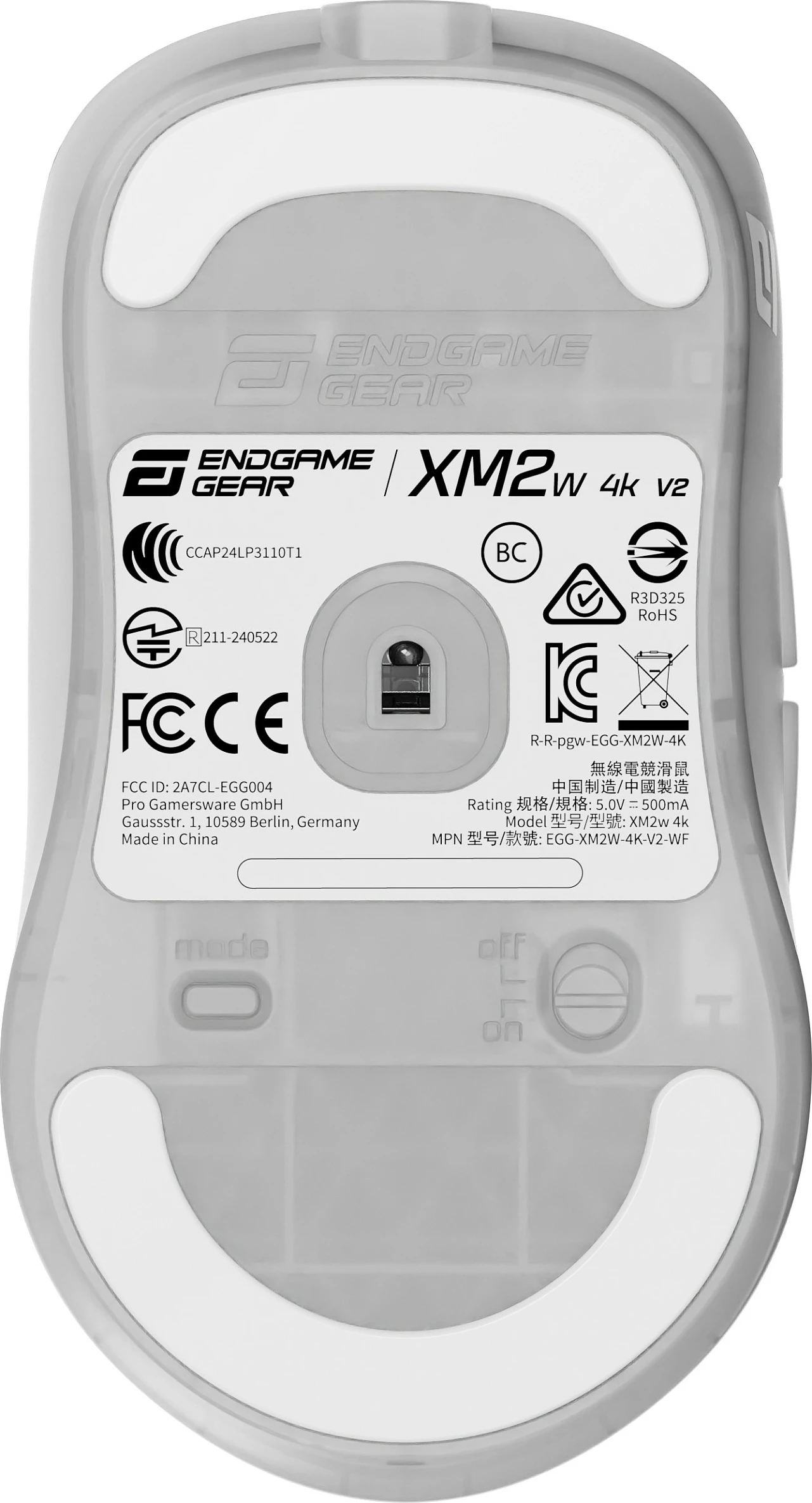 Maus gaming Endgame Gear XM2w 4K v2, pa kabllo, White Frost