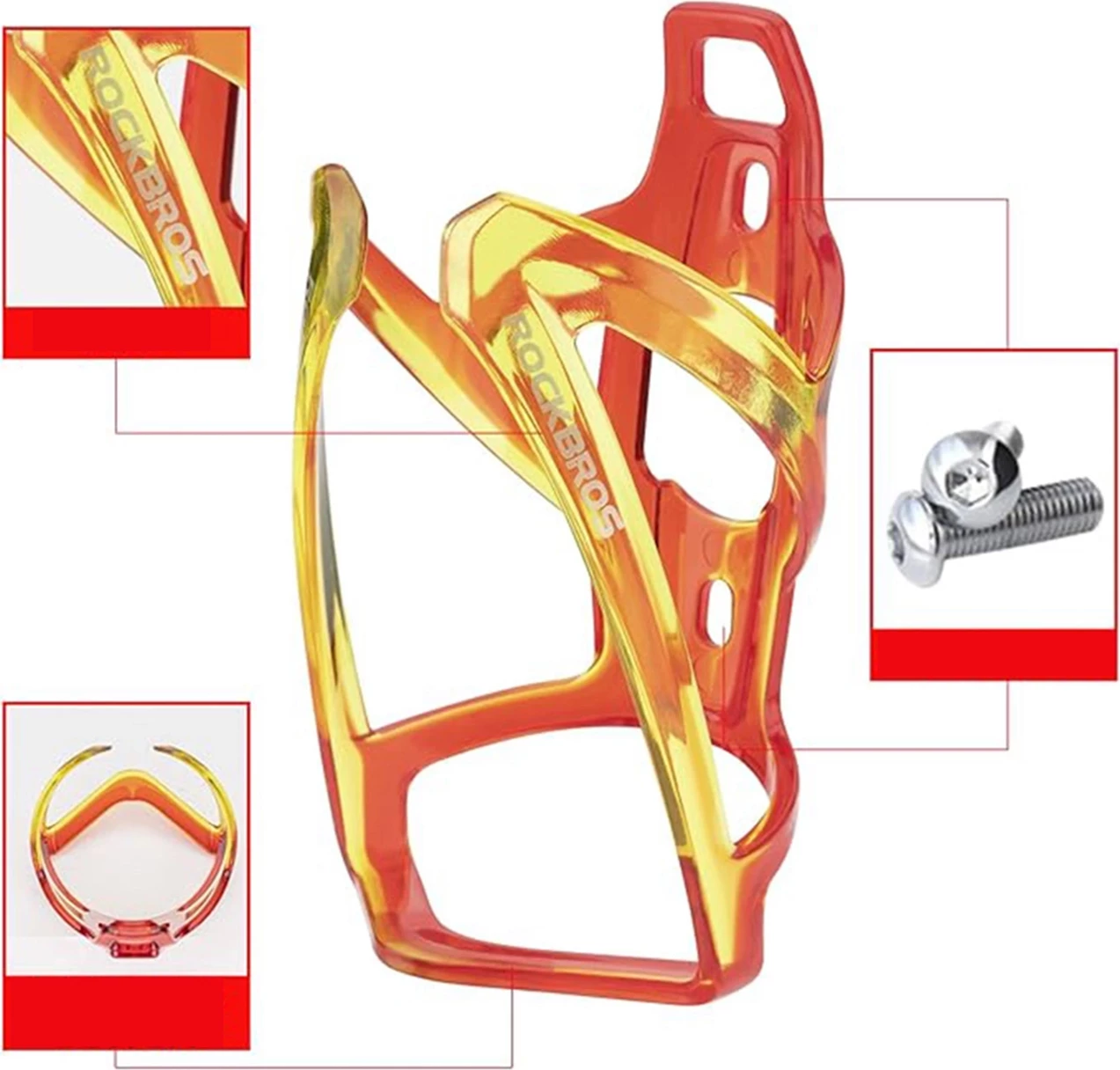 Mbajtëse shishe për biçikletë Rockbros FK338, PC, kuqe/verdhe