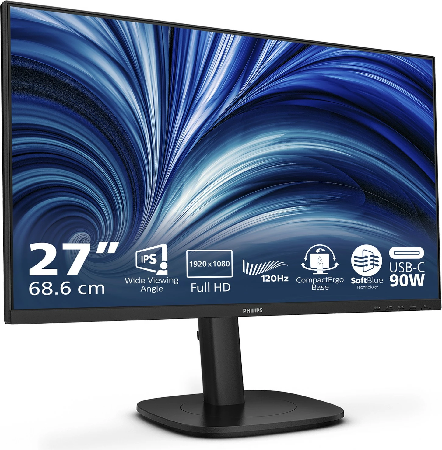 Monitor Philips 24B2U3301, 23.8 inç, IPS, Full HD, HDMI+DP+USB-C, i zi
