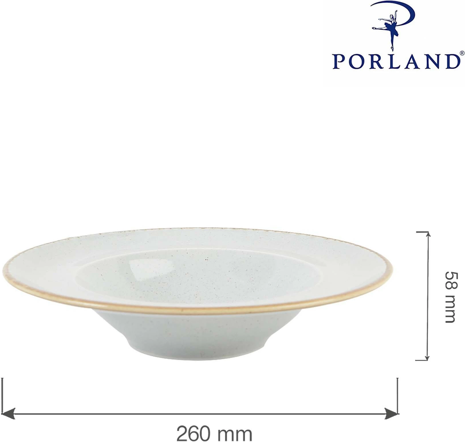 Pjatë pasta Porland Seasons Ashen Ø260 mm porcelan, e hirtë, set 6 copë