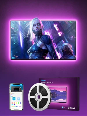 Dritë prapavije LED RGB për TV Govee Backlight 46-60\", 3 m, Bluetooth/USB, set 4 segmente