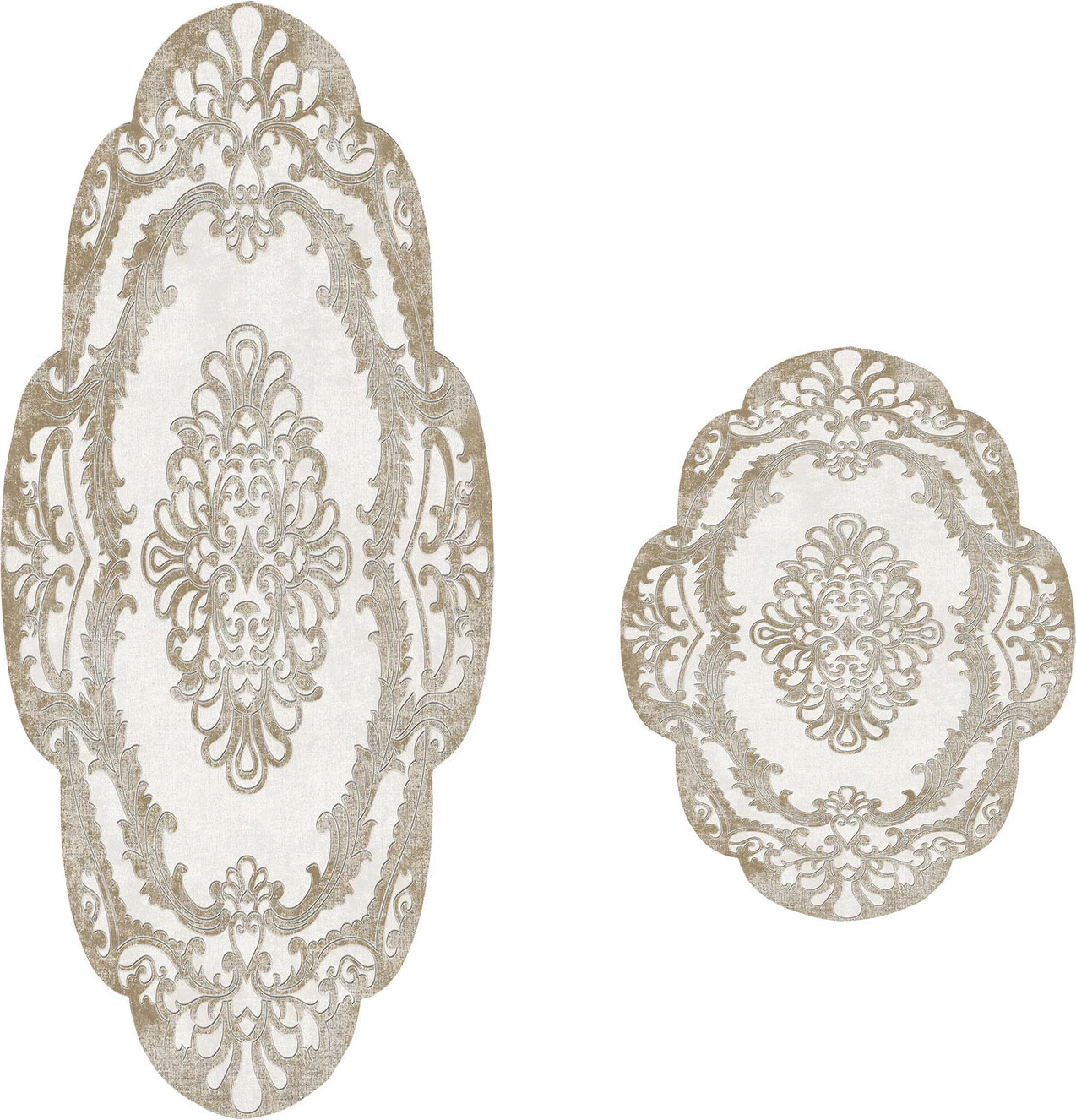 Set tapetesh për banjo (2 copë), Mijölnir, 21010715Bj, bezhë dhe e bardhë