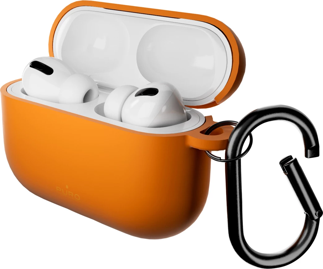 Mbështjellës silikoni Puro Icon për AirPods Pro 3, me karabiner, portokalli