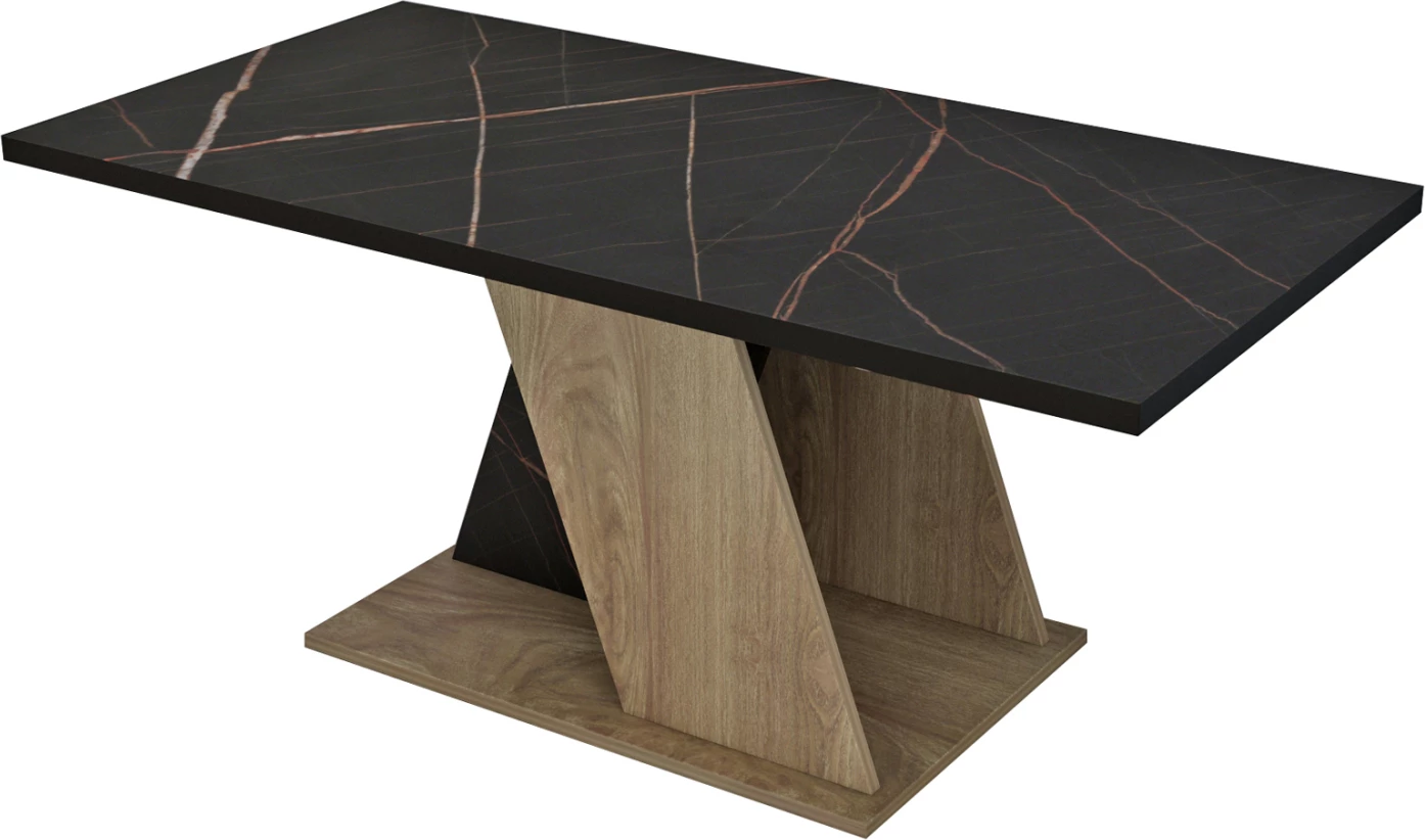 Tavolinë kafeje DILE, FH9528.03, melaminë, ngjyrë mermeri të zi-natyral, 110x55x47H cm