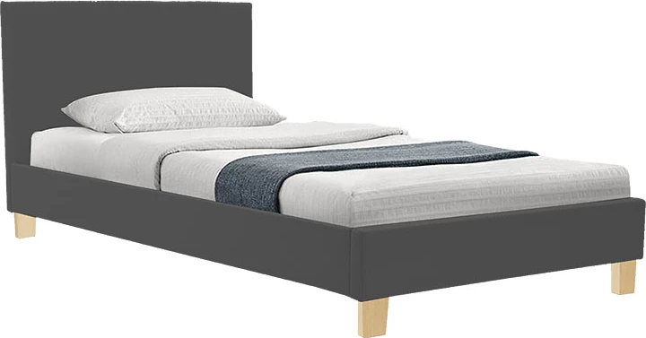 Krevat me dyshek Nevil-Dreamer, stof antracit, këmbë druri natyrale, 100x200cm