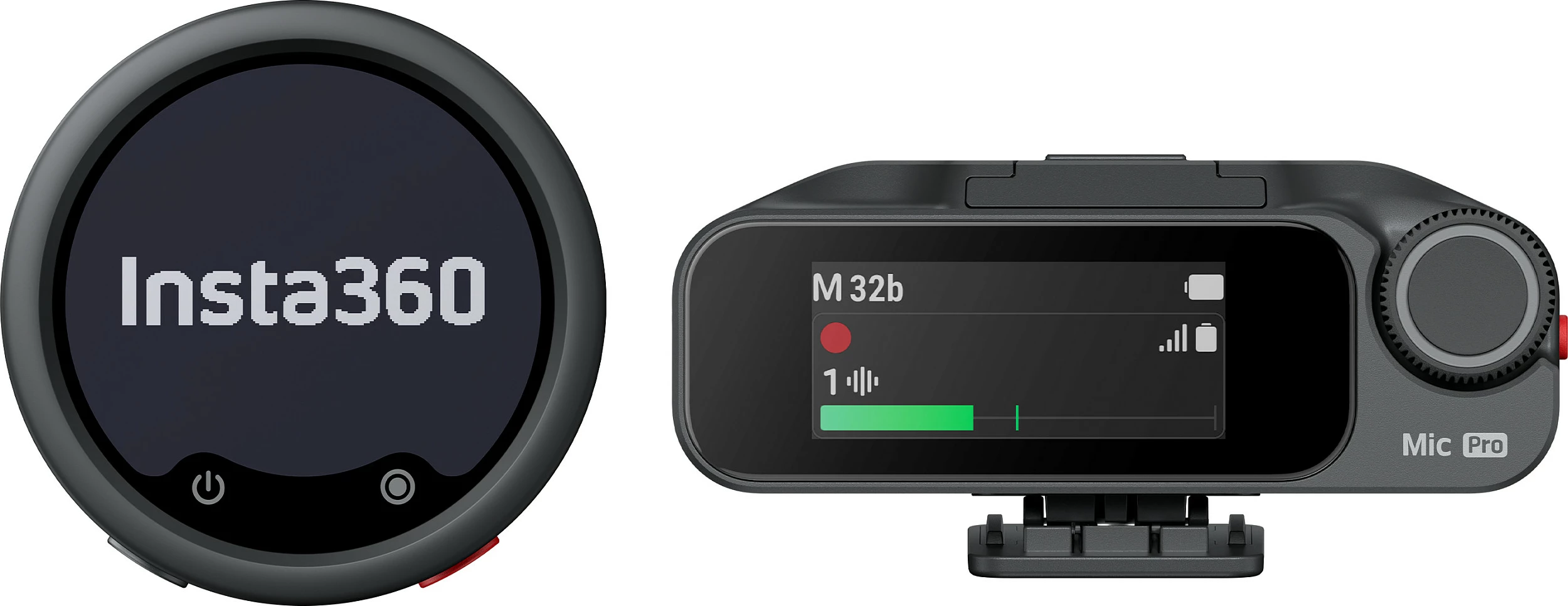 Mikrofon pa tela Insta360 Mic Pro, 1 Transmetues + 1 Marrës, 10 orë bateri, i zi