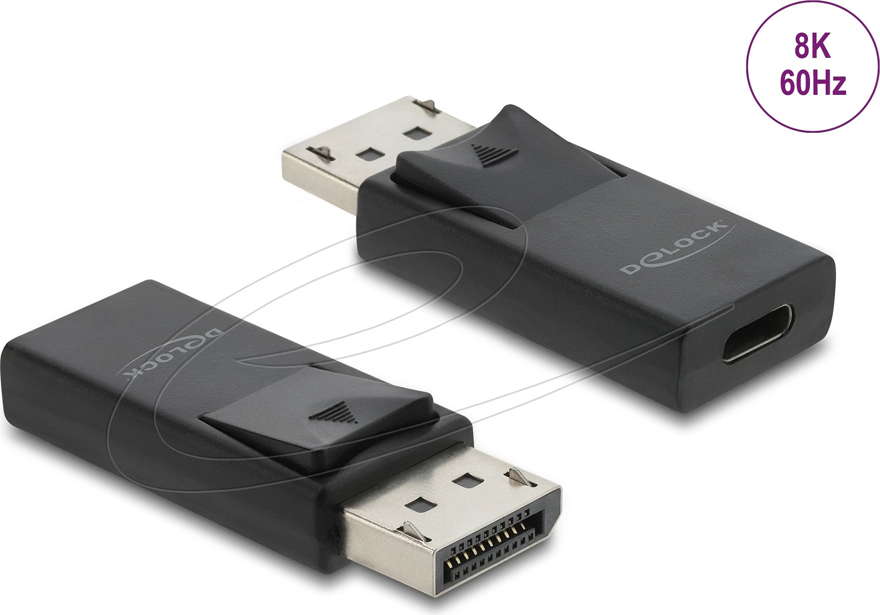 Adapter DeLOCK 61078 USB Type-C në DisplayPort, 8K 60Hz, DP 2.1, i zi
