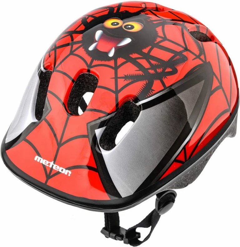 Helmetë për bicikletë për fëmijë Meteor, e zezë dhe e kuqe