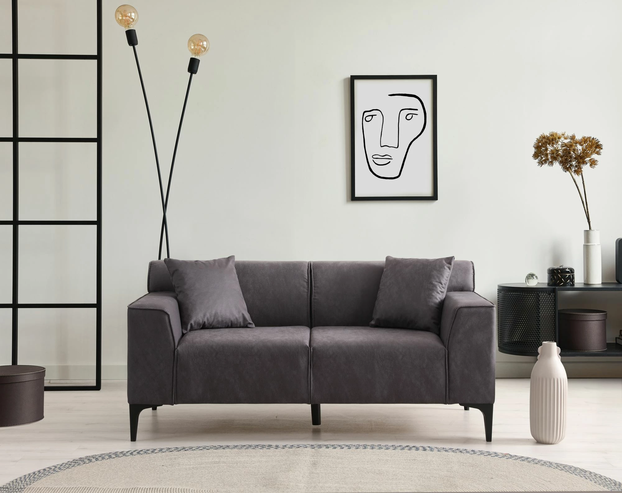 Divan dy-vendësh, ngjyrë antracit, Atelier del Sofa, New Petra 2