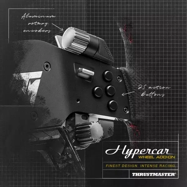 Timon për simulator garash Thrustmaster Hypercar Wheel Add-On, 25 butona, kompatibil me baza T818/T598, i zi