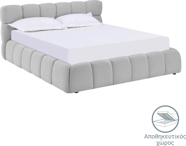 Krevat Jeby me hapësirë për depo, stof gri, 160x200cm