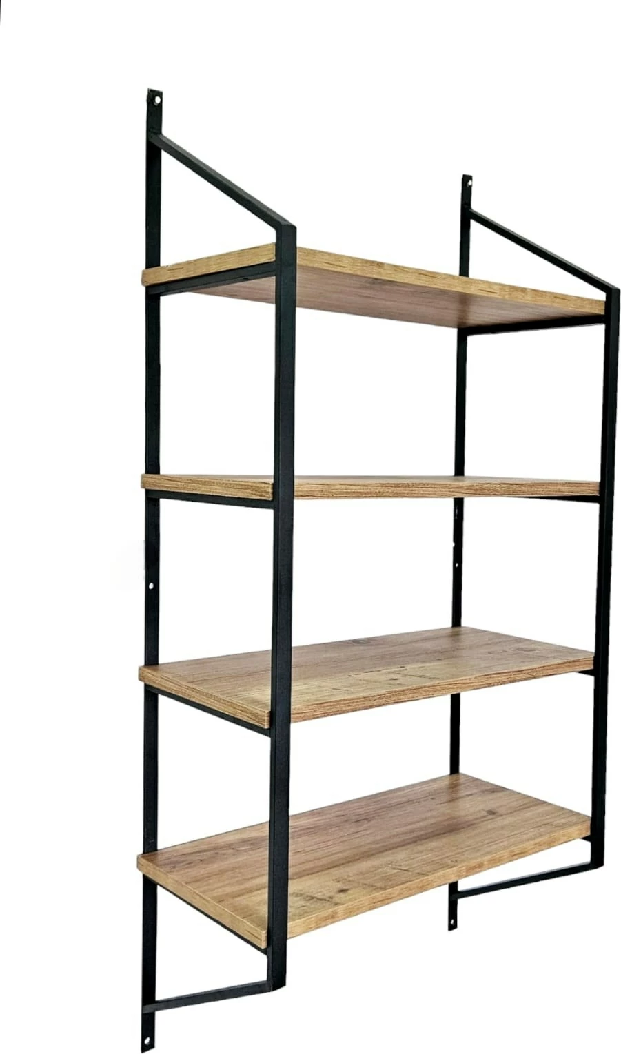 Raft muri Hanah Home, Raffy3, ngjyrë e zezë dhe Atlantic Pine, 60x120x28cm