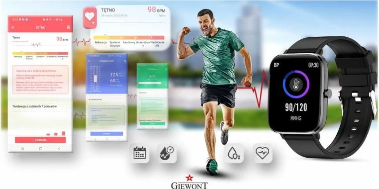Smartwatch Giewont për femra, i zi