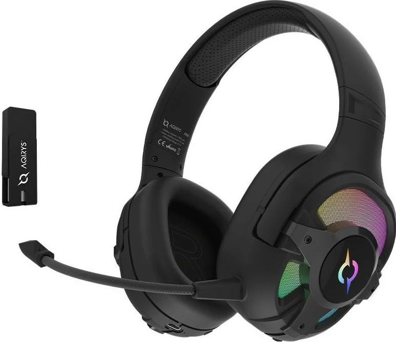 Kufje AQIRYS ARA, Wireless&BT+Wired, për lojtarë, ngjyrë e zezë