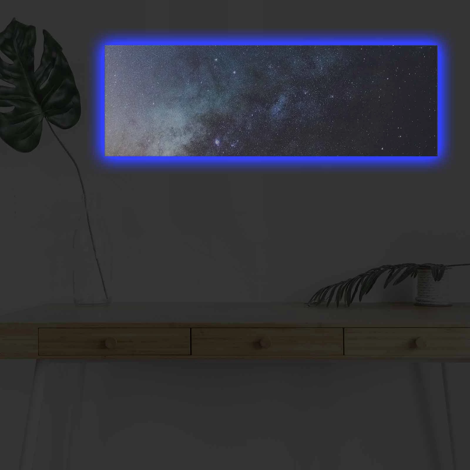 Pikturë dekorative me drita LED, kanavacë, shumëngjyrëshe, 30x90cm, 3090NASA-012