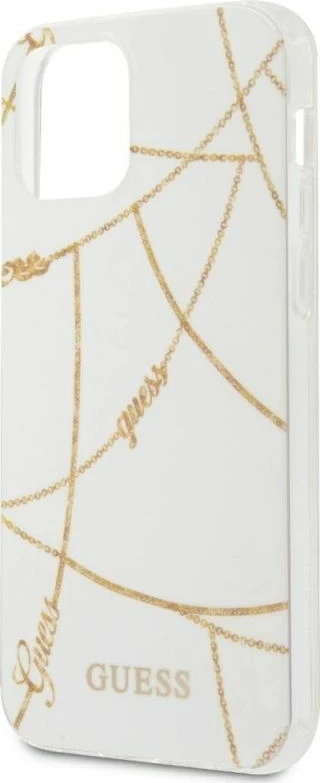 Kapak telefoni Guess Gold Chain Collection për iPhone 12 Pro Max, i bardhë