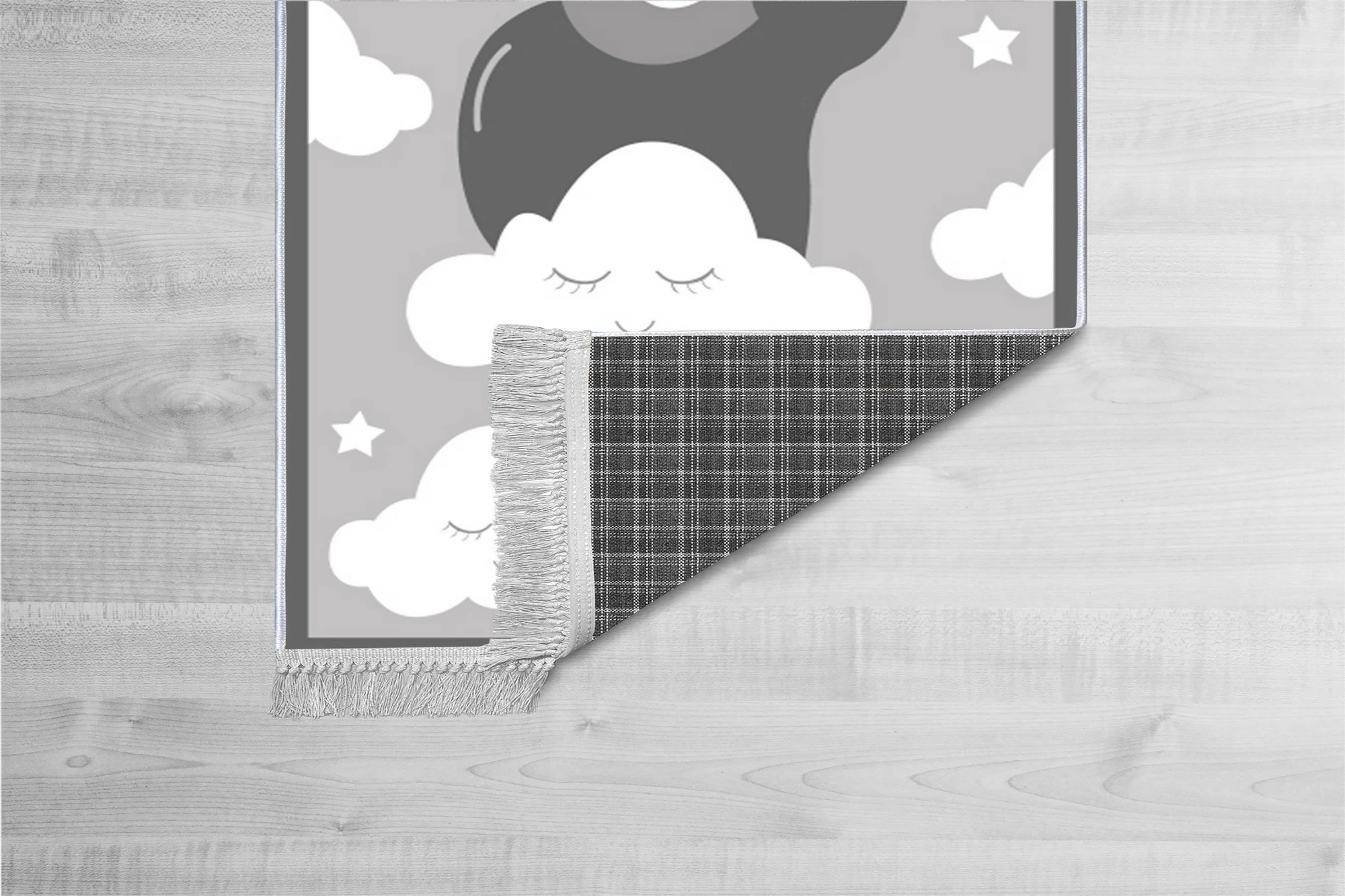 Qilim për korridor, dizajn me balenë dhe re, shumëngjyrësh, 80x150cm, ELS590