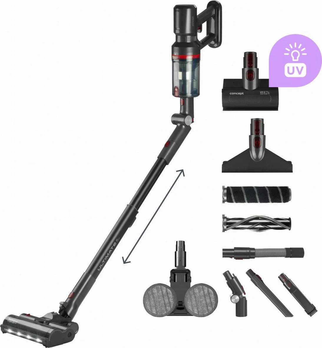 Fshesë me korrent pa kabllo vertikale 4-në-1 Concept Ultimate Pro+ VP6260 29.6 V 27 kPa HEPA 13 50 min e zezë