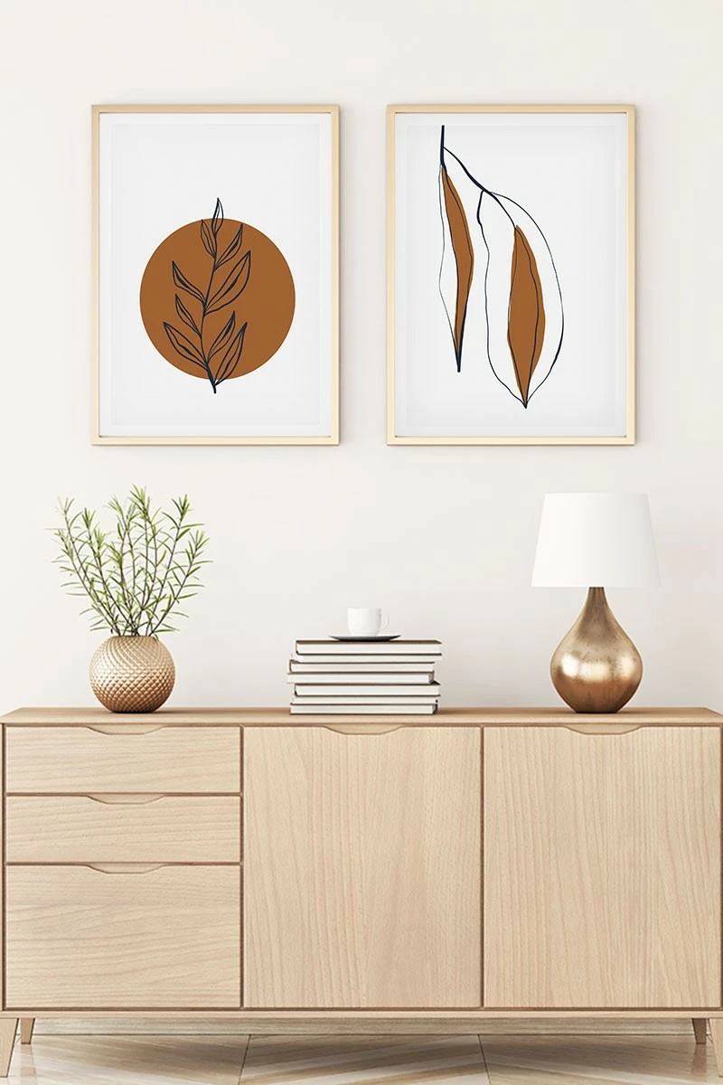 Pikturë dekorative me kornizë, 2 copë, MDF, Wallity, Huhu109, 50x35cm