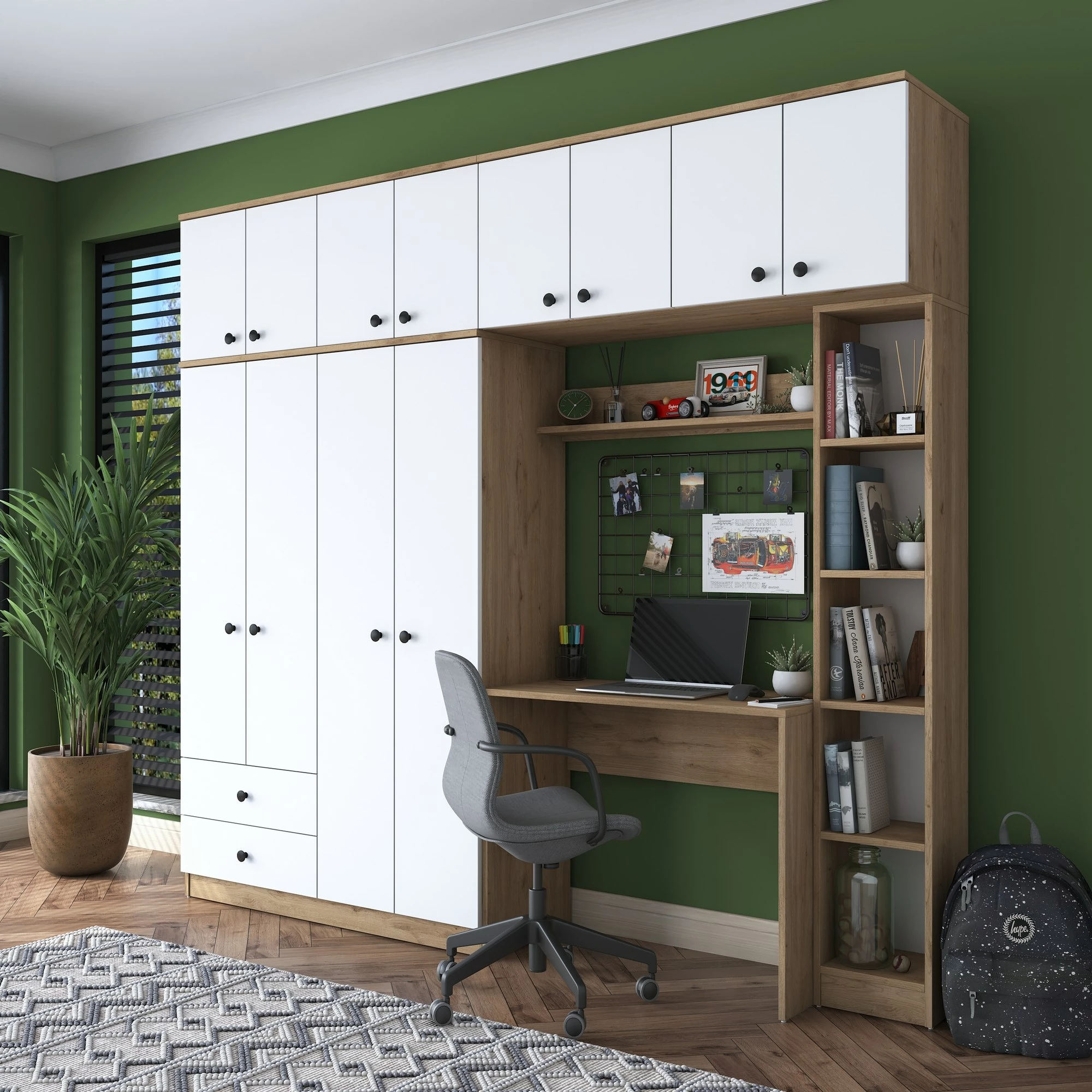 Set dhome për studim, ngjyrë arrë dhe e bardhë, BA122 - 2697