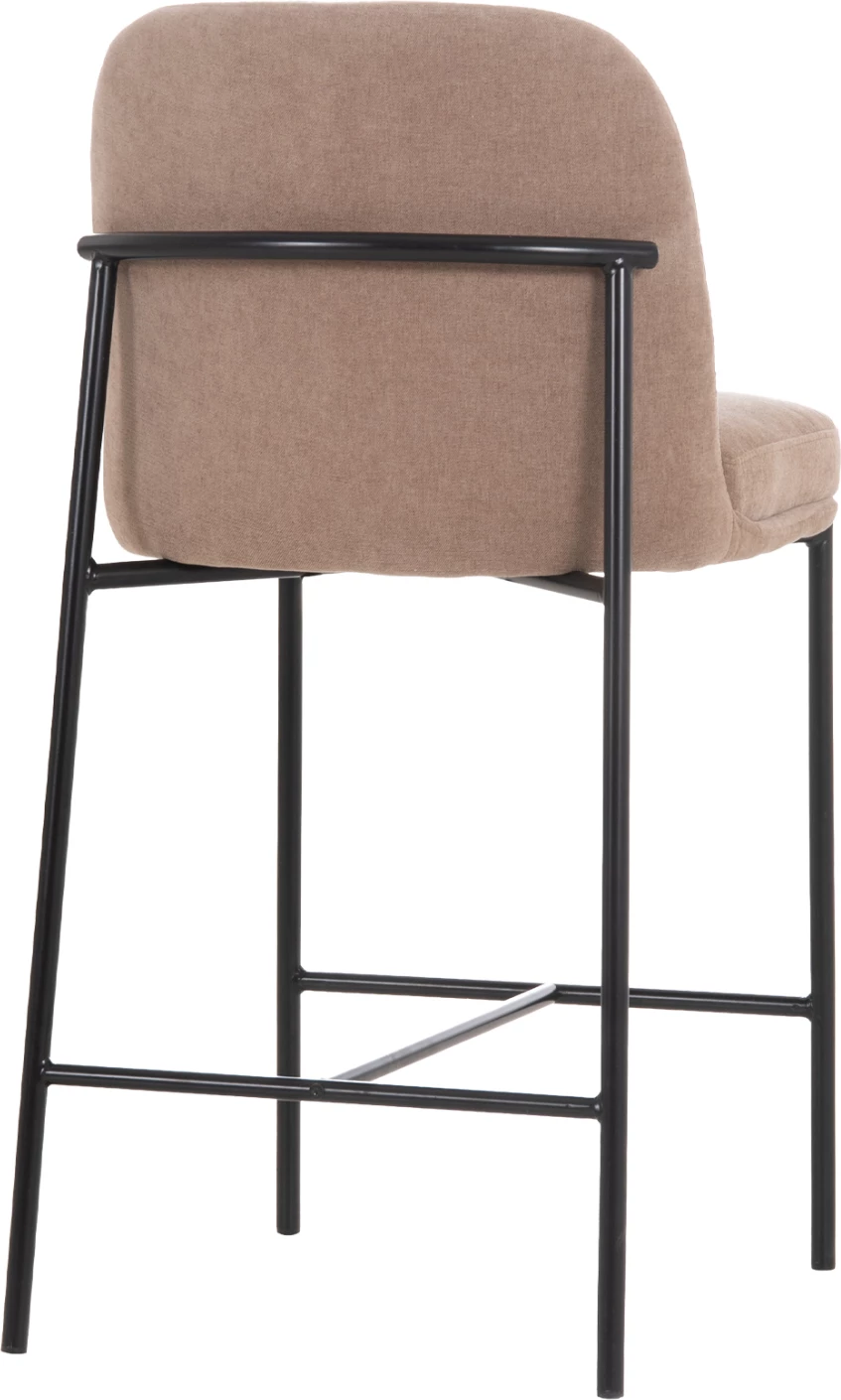 Karrige për bar mesatare MANIDO, stof taupe, kornizë metalike e zezë, 47x54x94cm, set prej 2 copë