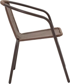 Tavolinë me karrige për terasë Ensure-Obbi set 5 copë metal-pe ngjyrë kafe