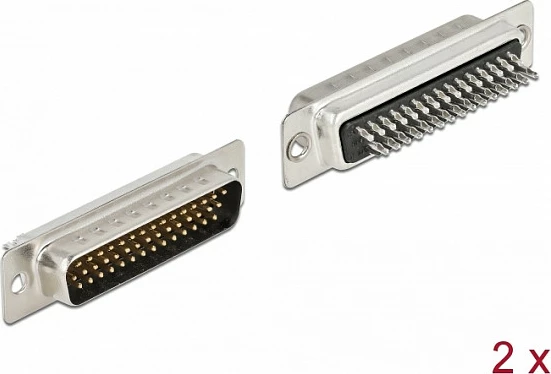 Konektor D-Sub HD 44-pin DeLOCK, mashkull, për saldim, metal, 2 copë, zi/argjend