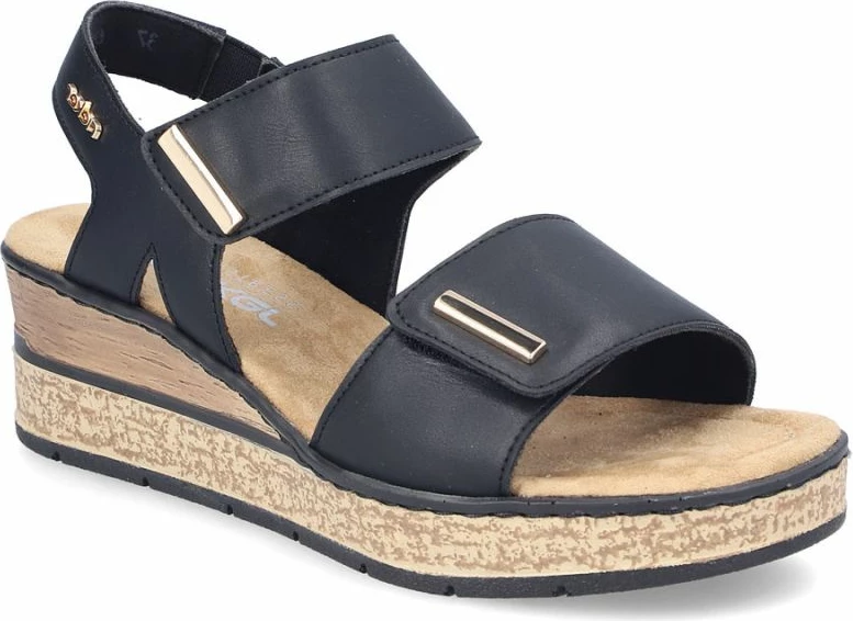 Sandale platforme femra Rieker 63781-00, të zeza