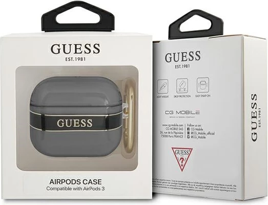 Mbështjellës Guess për AirPods 3, Strap Collection, i zi