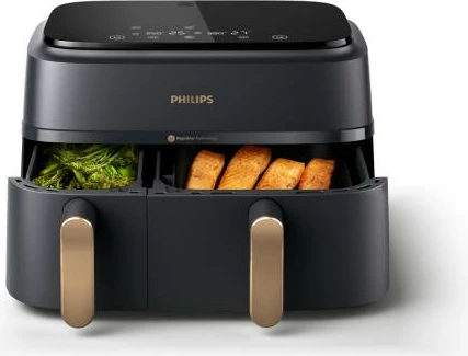 Fritezë ajri Philips NA352/00 Dual Basket 9L 2750W, e zezë/bronze
