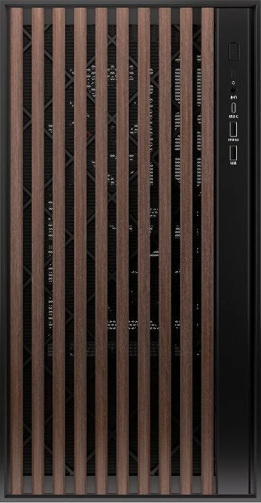 Kasë Krux Palum KRXD008 Midi Tower ATX/Micro-ATX/Mini-ITX, USB-C, 2x120mm fans, pa PSU, zezë/kafe