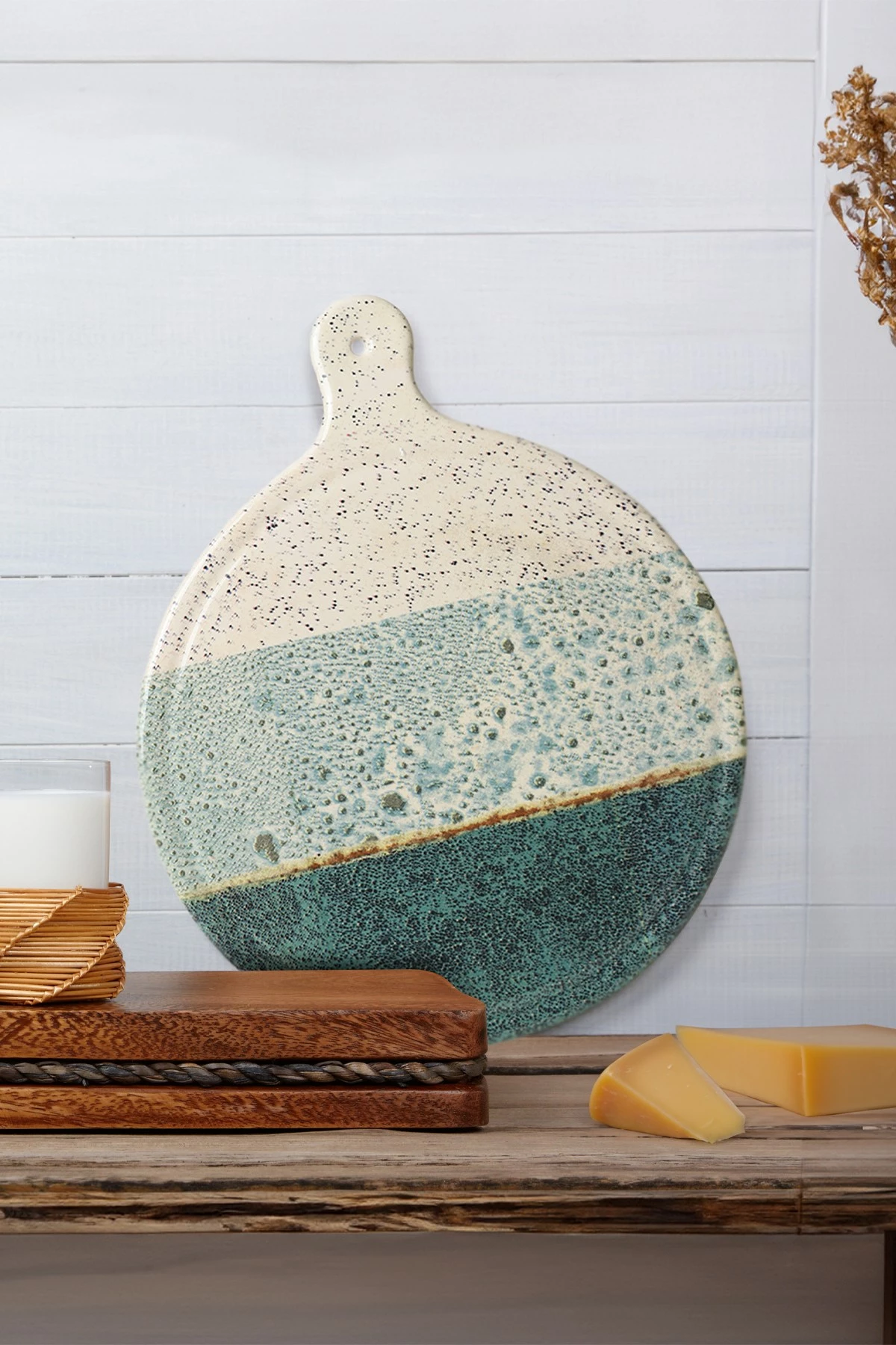 Pjatë djathi Hermia Concept, blu dhe krem, X00019371, 26cm