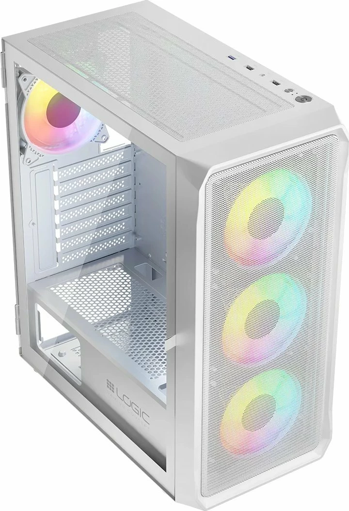 Kasë Logic Concept Portos ARGB Midi Tower ATX/mATX/Mini-ITX, me 4x ventilatorë ARGB 120mm, e bardhë