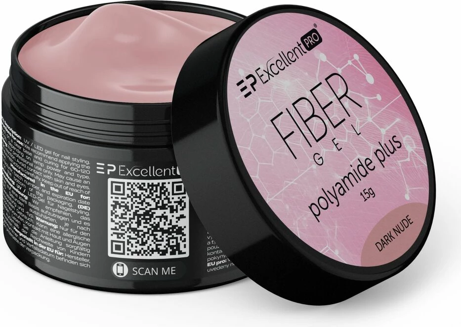Xhel ndërtues për thonj Excellent PRO Fiber Gel Polyamide Plus Dark Nude 15g për femra