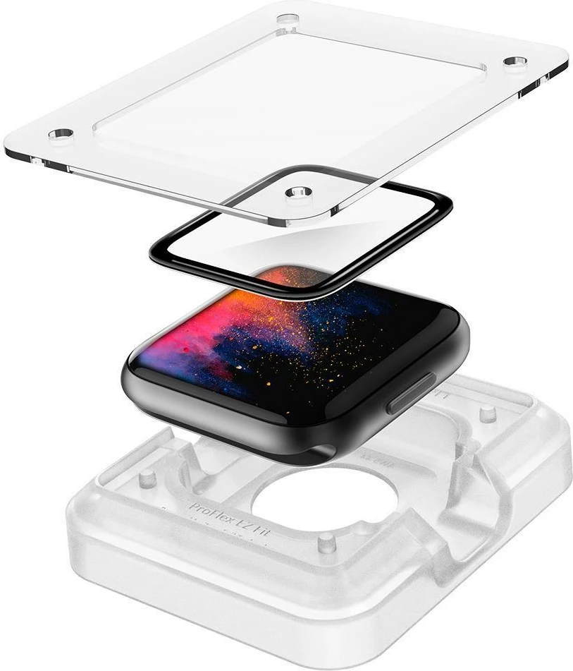 Mbrojtës ekrani Spigen ProFlex EZ Fit Hybrid Glass për Apple Watch 4/5/6/SE 44mm, 2 copë, Zi