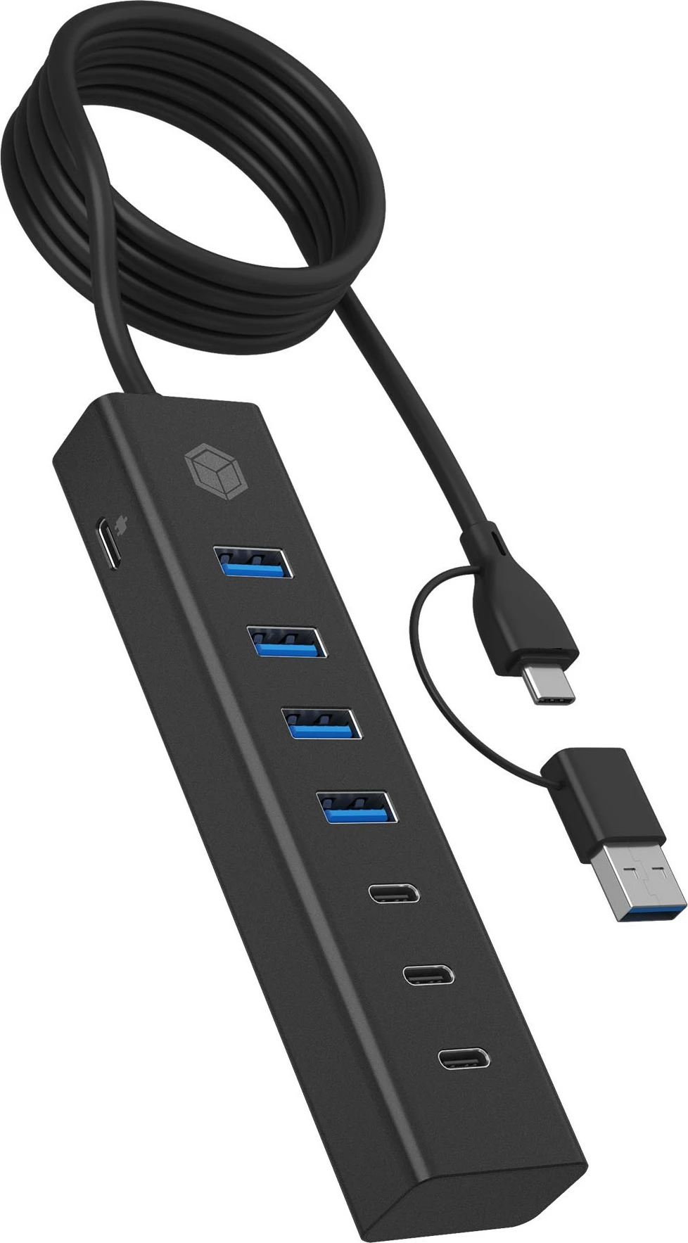 USB hub ICY BOX IB-HUB1737-C3, 7 porta, USB 3.2 Gen 1, alumini, zi