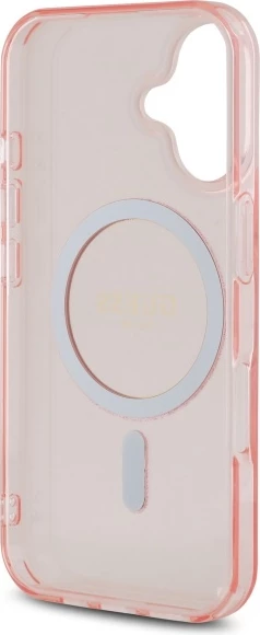Mbështjellës Guess GUHMP16SHFGEREP për iPhone 16 6.1", hardcase, MagSafe, rozë